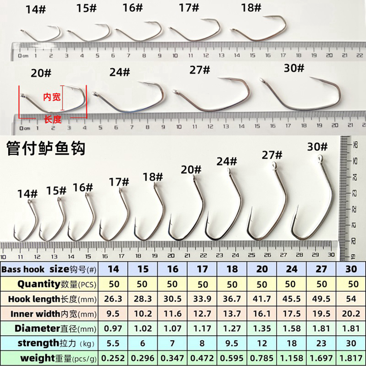 Cod fish hook Dimensions