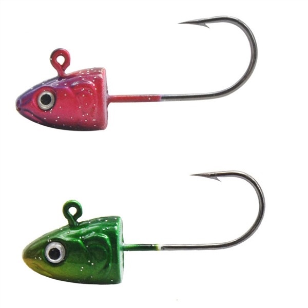 jig head hooks green and pink